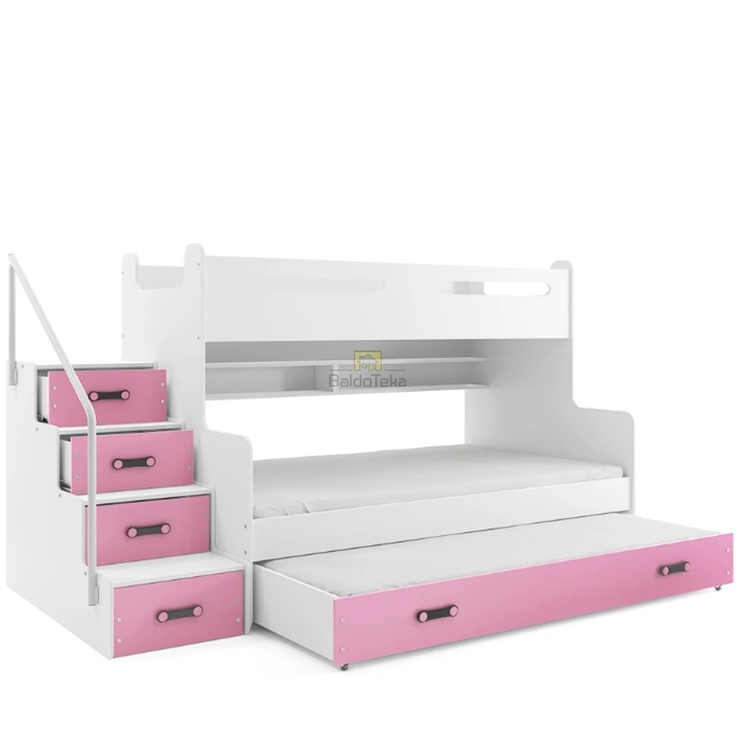 Dvigubos lovos komplektas su čiužiniais ir laiptais