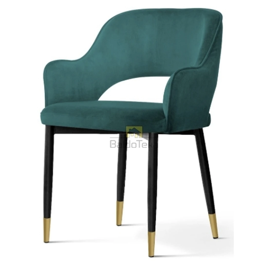 Ergonominė kėdė su aksominiu audiniu ir metalinėmis kojelėmis