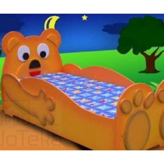 Ergonomiška geltona lova su tvirtomis medinėmis grotelėmis