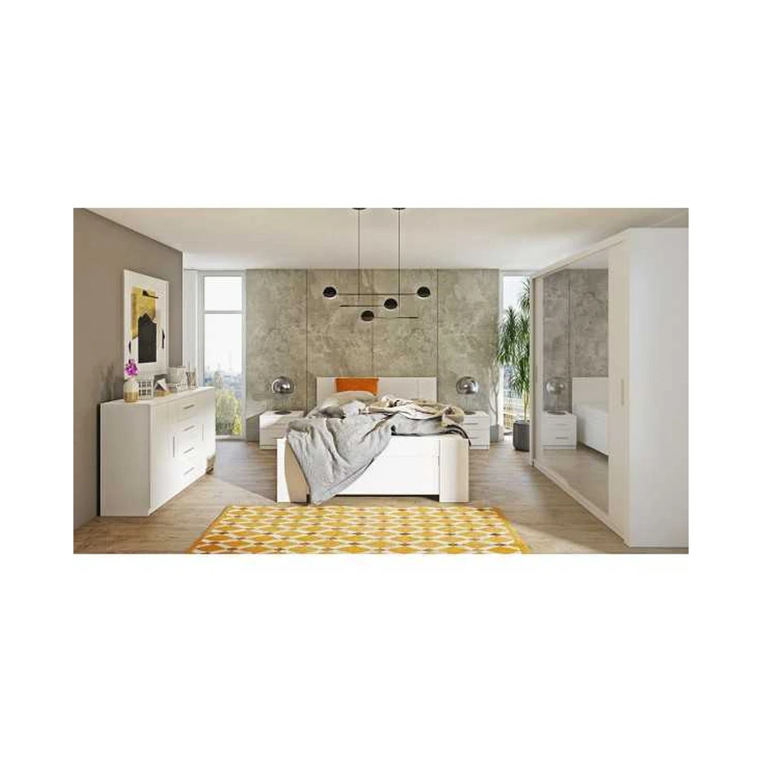 Šiuolaikiška 2D4SZ komoda baltos spalvos