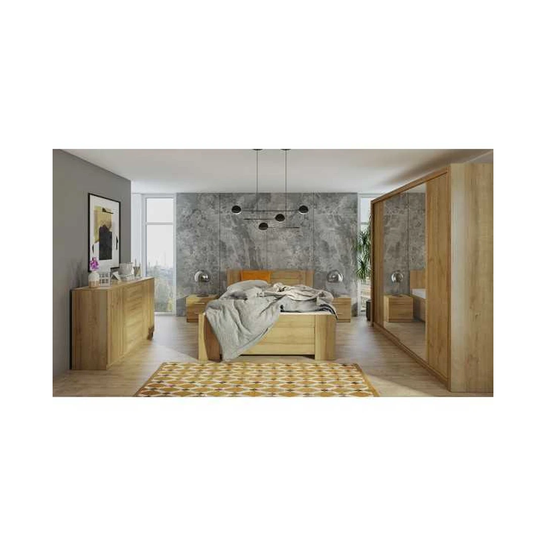 Moderni 2D4SZ komoda su auksinio ąžuolo atspalviu