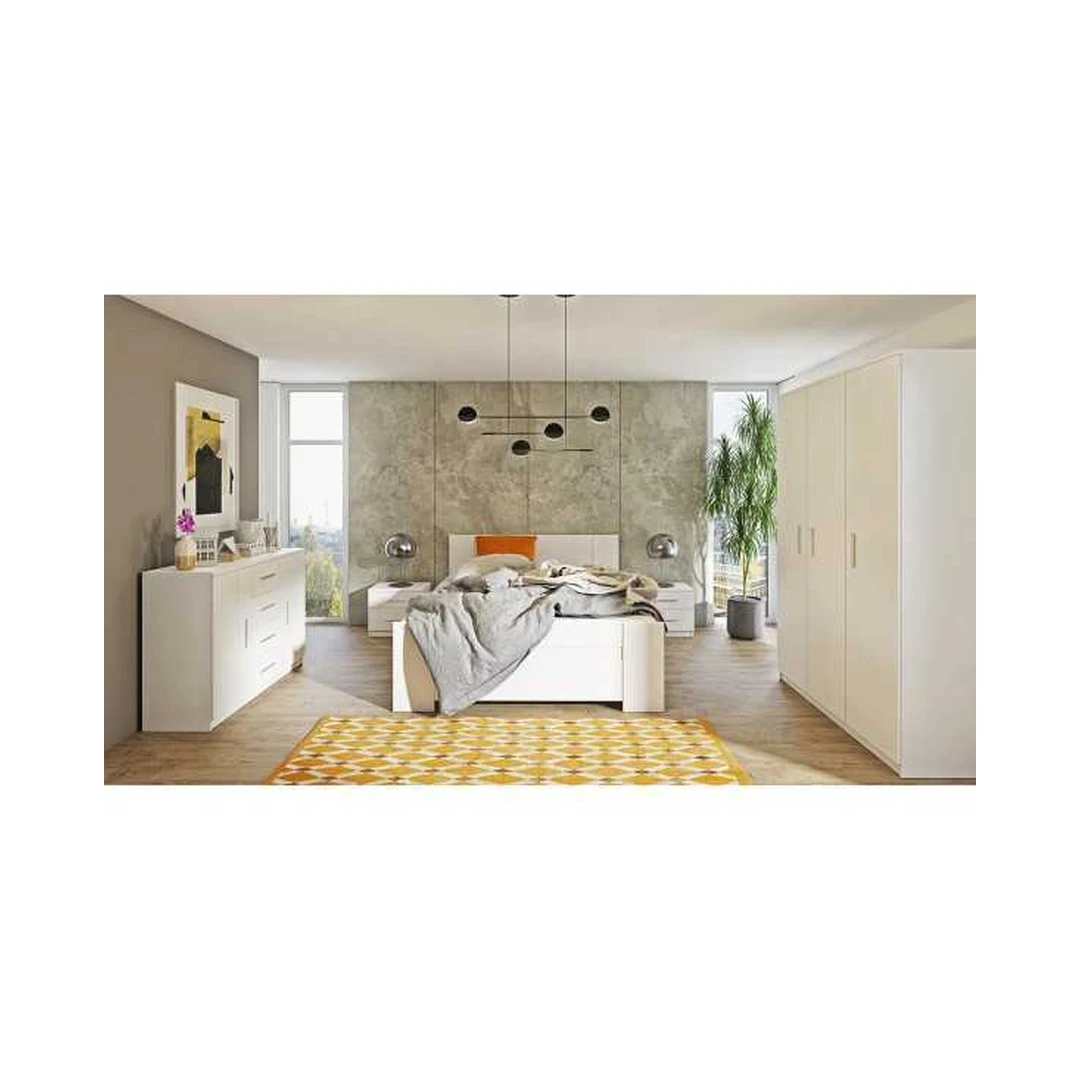 Šiuolaikiška 2D4SZ komoda baltos spalvos