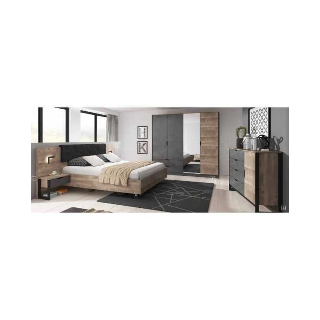 Miegamojo komplektas ARDEN – Ąžuolo fasadai ir modernus dizainas