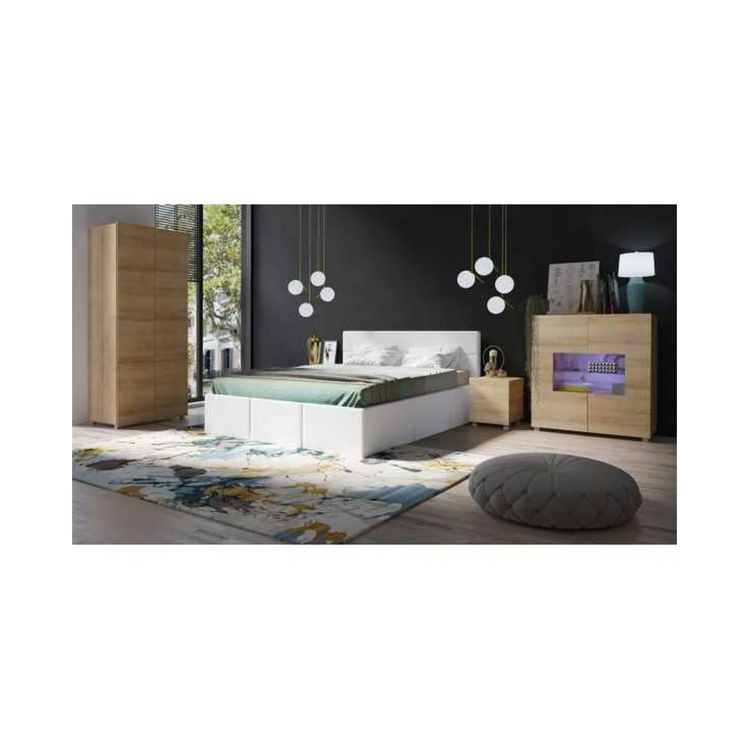 Šiuolaikiškas miegamojo rinkinys su LED apšvietimu