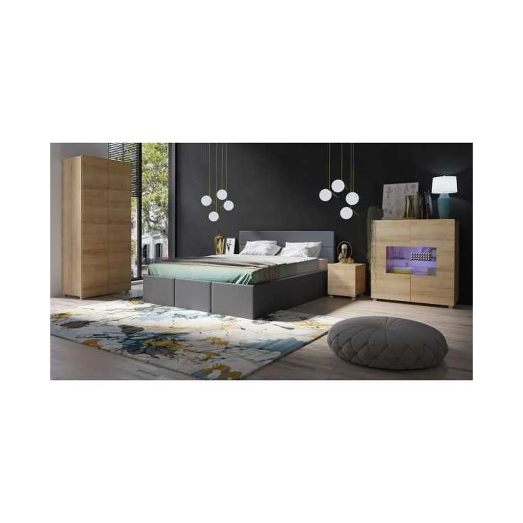 Šiuolaikiškas miegamojo rinkinys su LED apšvietimu