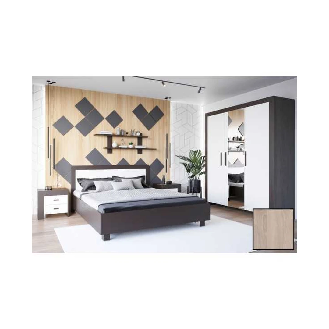 3D CEZAR miegamasis komplektas su drabužių spinta ir naktiniais staliukais