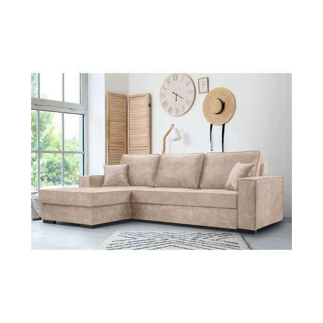 Kampinė sofos lova su miego funkcija ir paladis audiniu