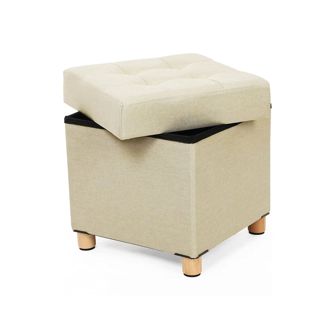 Vietos taupantis pufas smėlio spalvos