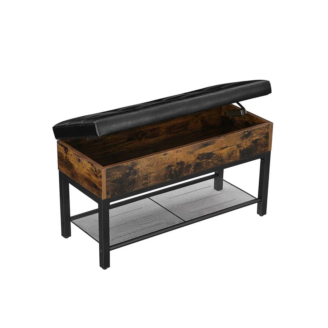 Vintažinė ruda-juoda sėdynė su daiktų skyriumi