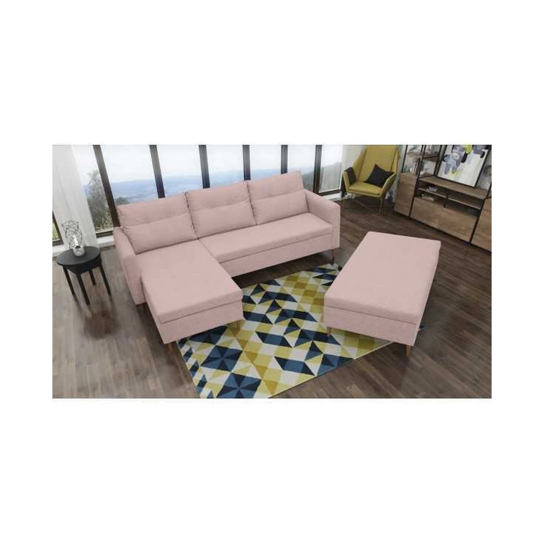 Ergonomiška kampinė sofa su minkštais pagalvėlėmis