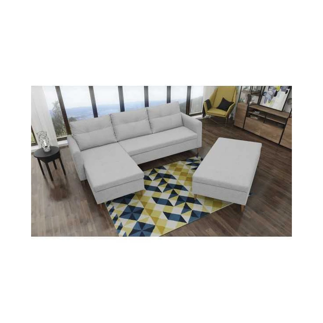 Ergonomiška kampinė sofa su mediniu rėmu ir T30 putomis