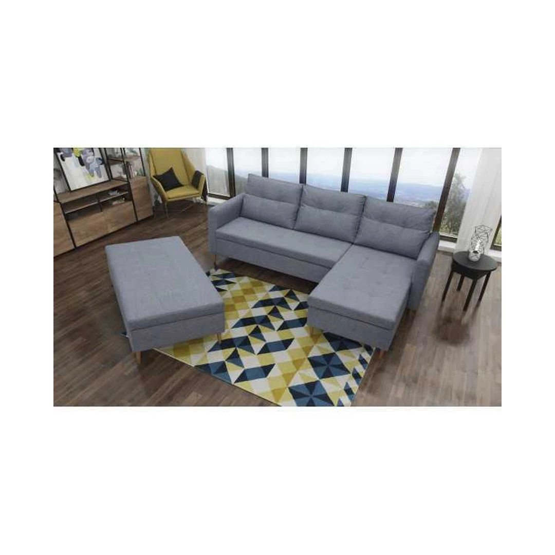 Ergonomiška kampinė sofa su mediniu rėmu ir T30 putomis