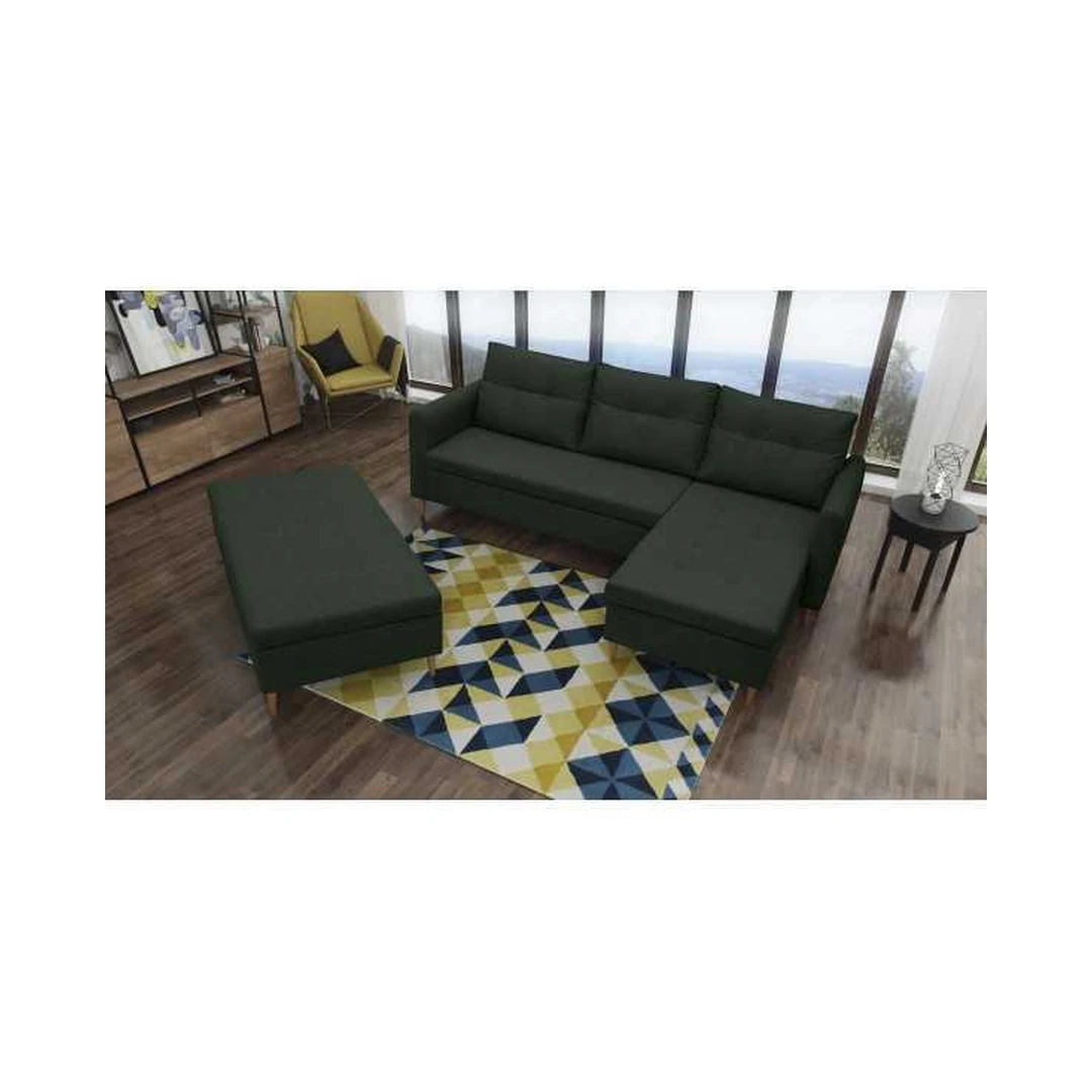 Ergonomiška kampinė sofa su mediniu rėmu ir T30 putomis