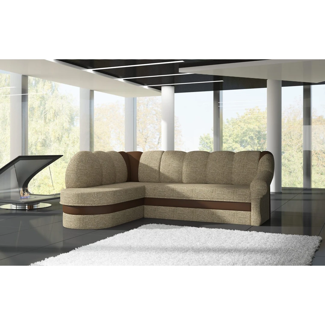 Minkštas kampas su miegama dalimi ir patalynės dėže