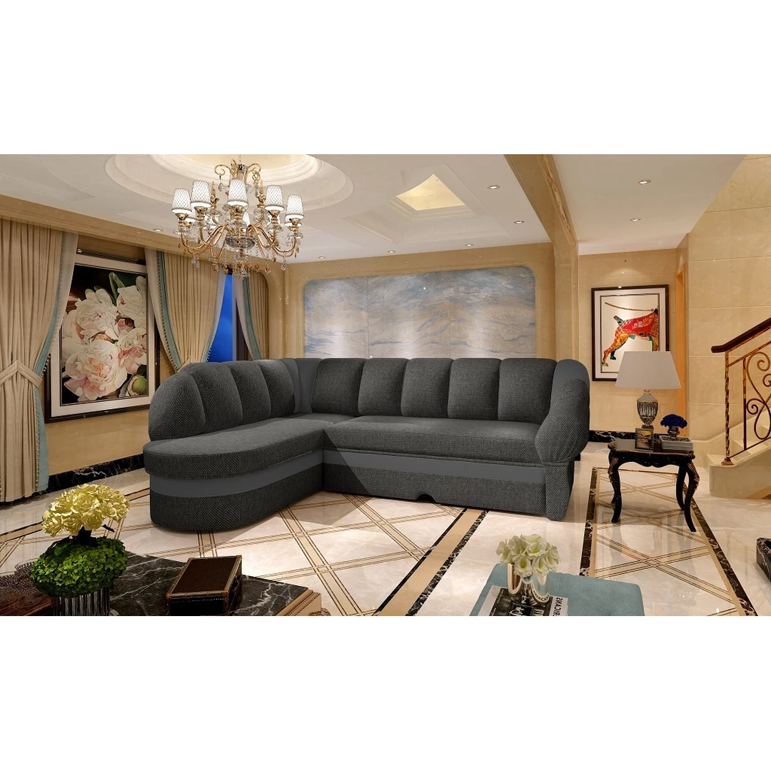 Minkštas kampas su miegama dalimi ir patalynės dėže