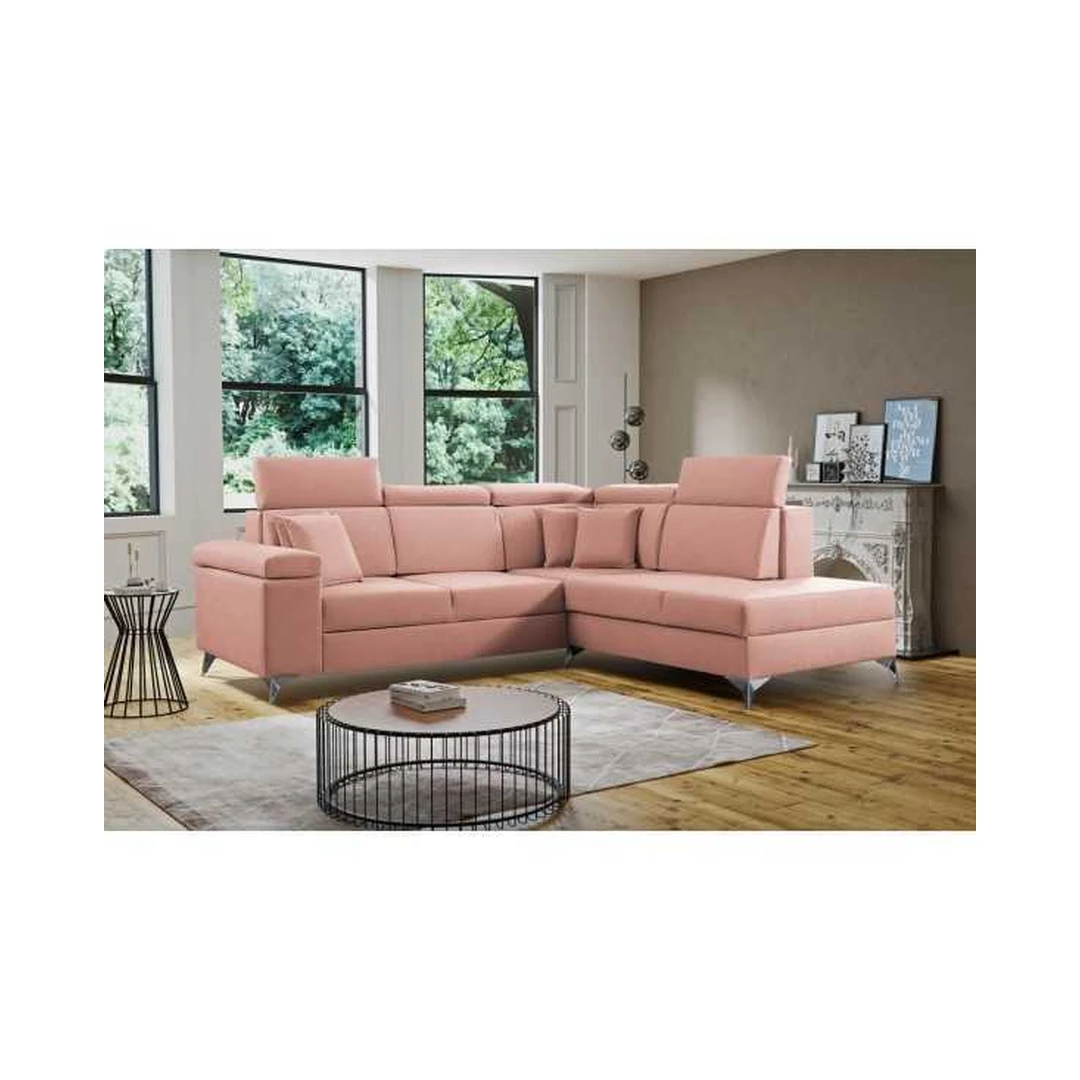 Ergonominė kampinė sofa su miego funkcija ir reguliuojamu atlošu