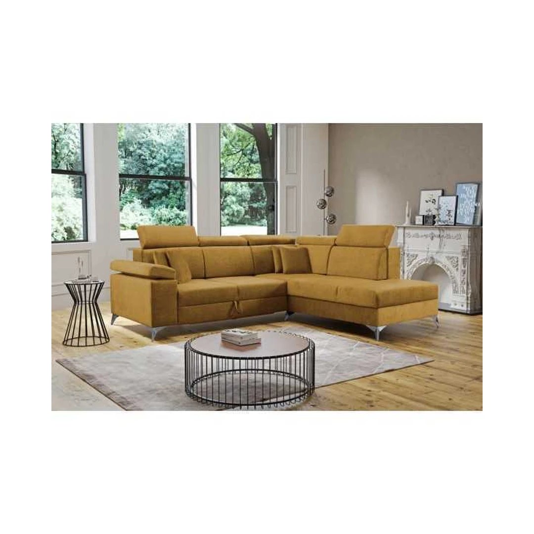 Ergonominė kampinė sofa su miego funkcija ir reguliuojamu atlošu