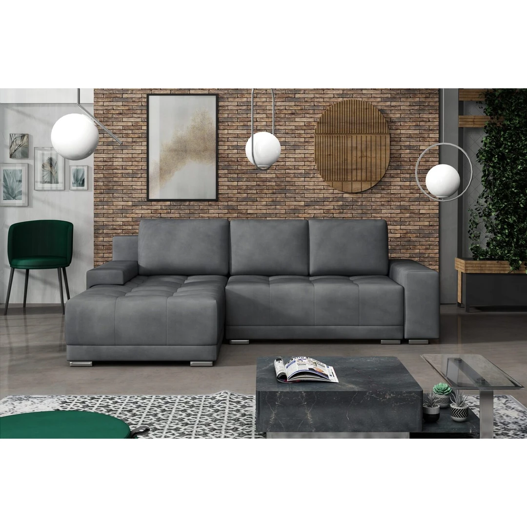 Minkštas kampas su miegojimo funkcija ir patalynės dėže