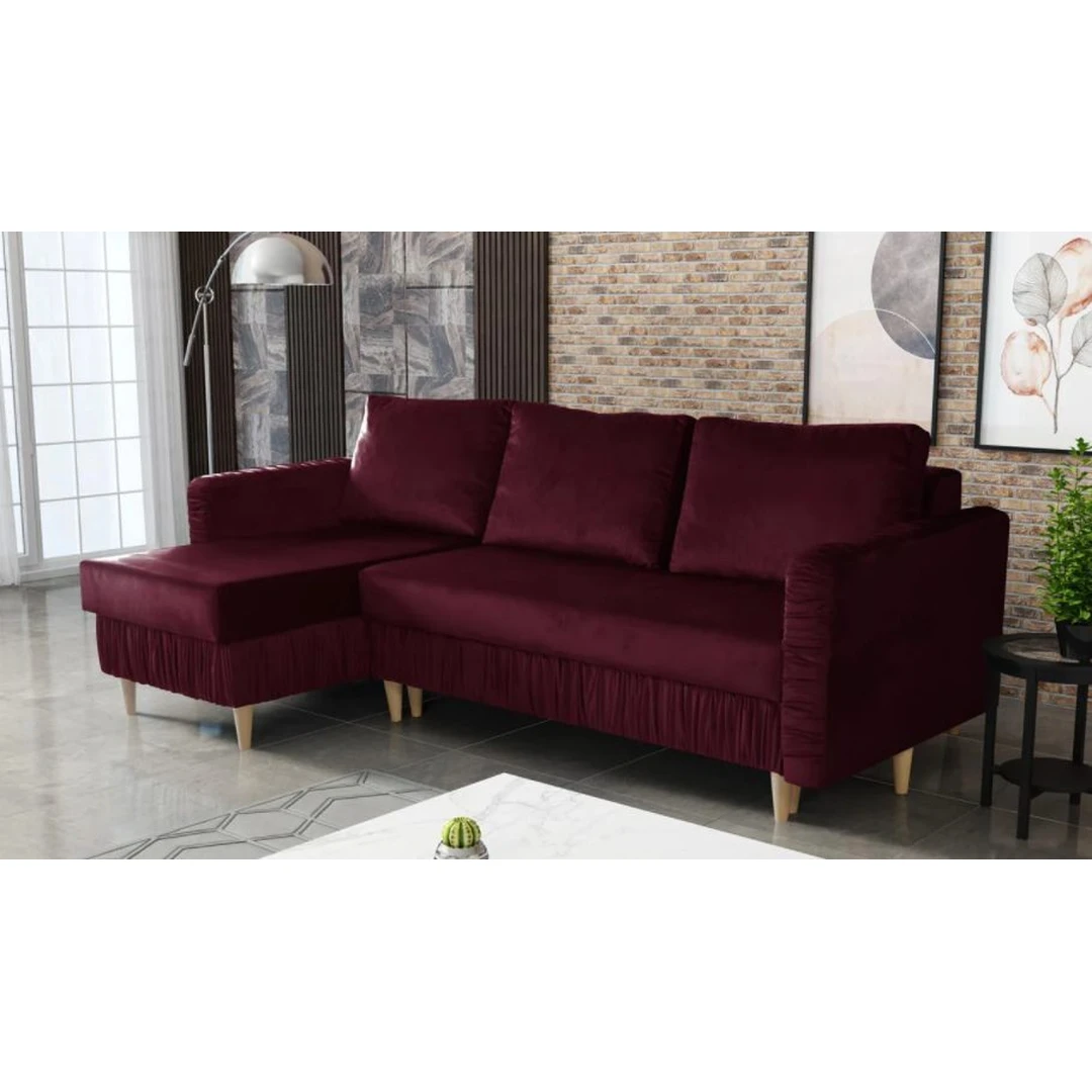 Stilingas minkštas kampas su miegojimo funkcija ir dėže