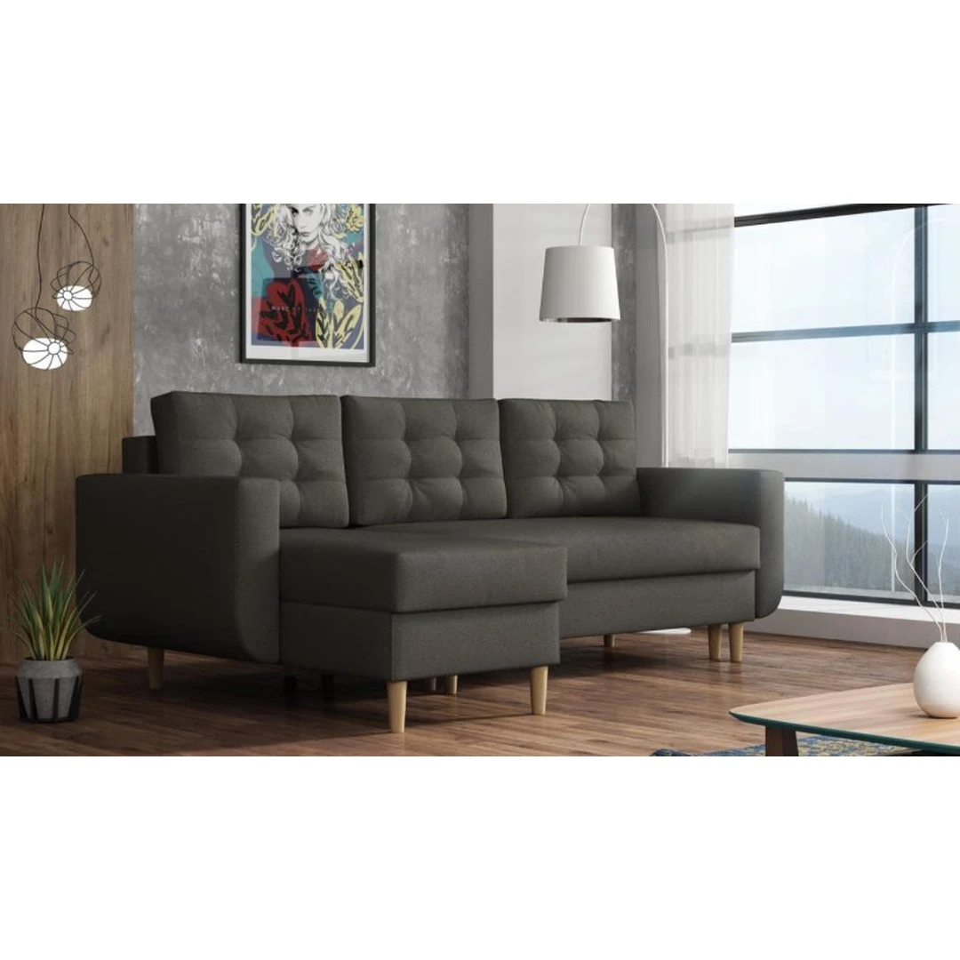 Stilingas minkštas kampas su miegojimo funkcija ir dėže