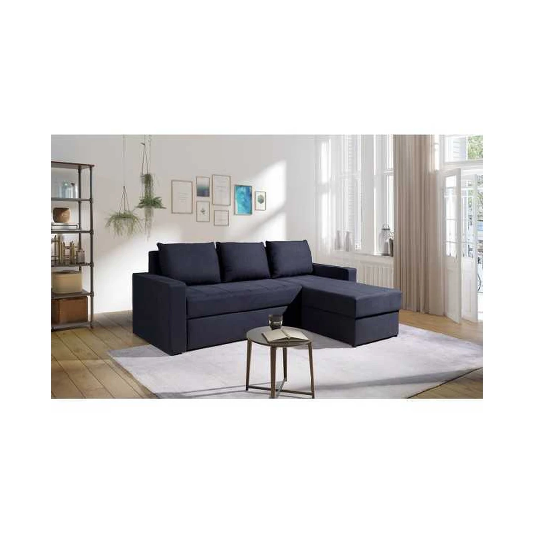 Kampinė sofa su miego funkcija ir talpinimu