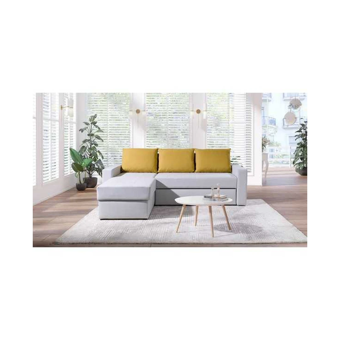Ergonominė kampinė sofa su miego funkcija ir patogiu Cashmere audiniu