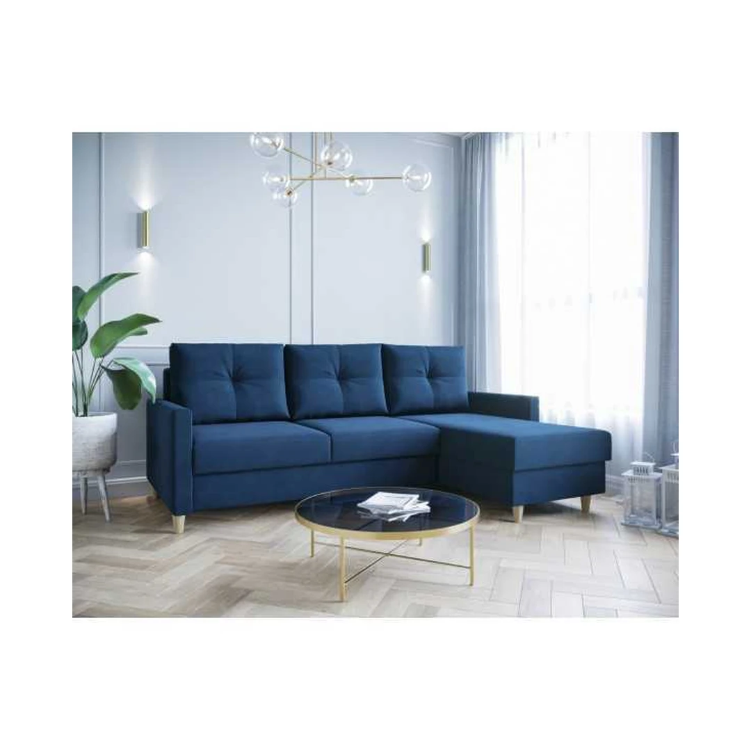 Ergonominė kampinė sofa su miego funkcija ir patogiu Kronos 04 audiniu