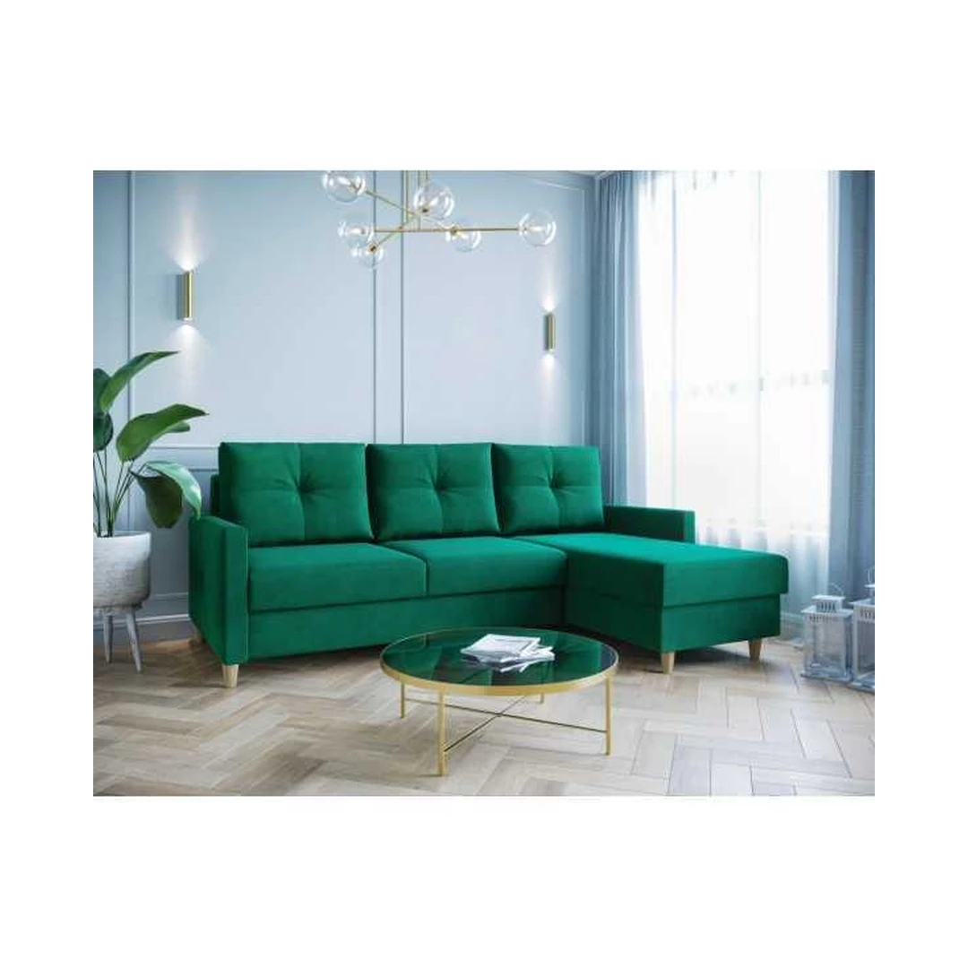 Ergonominė kampinė sofa su miego funkcija ir T30 puta