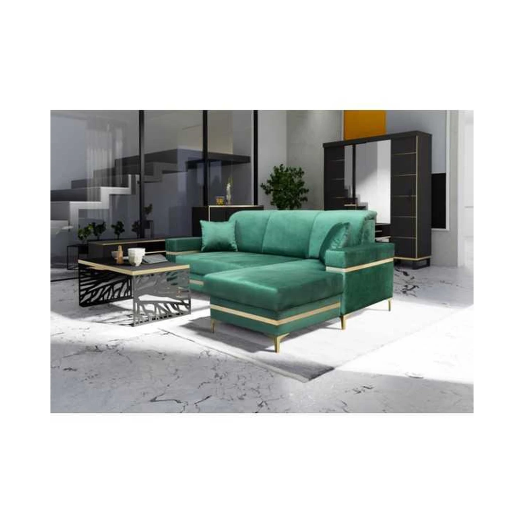 Minkštas kampas GOLDEN AS su miegojimo funkcija ir patalynės dėže