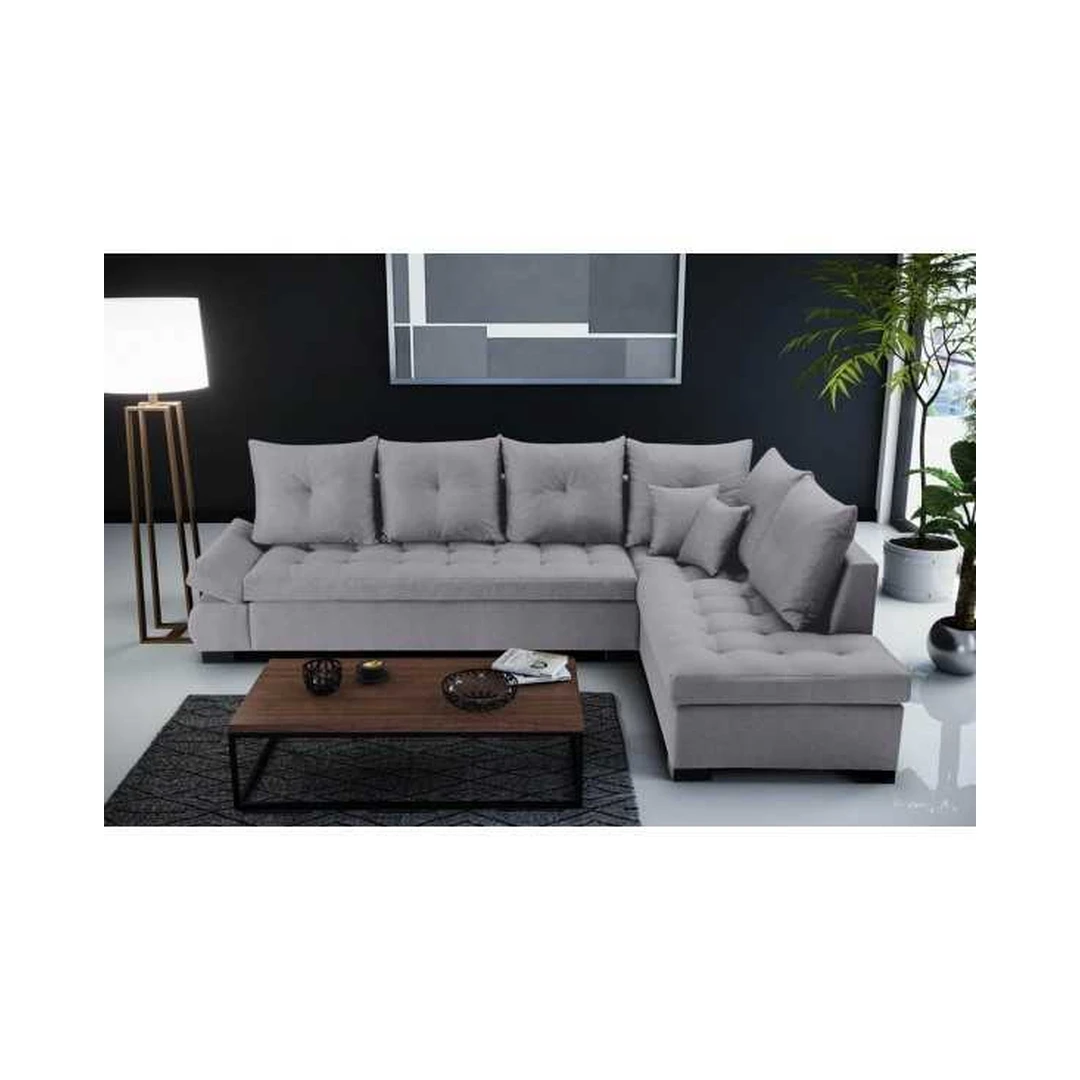 Kampinė sofė Inari 91 audiniu, mediniu rėmu