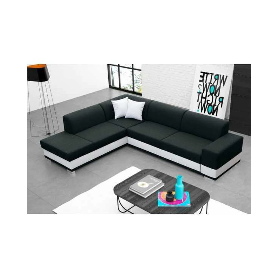 Ergonominė kampinė sofa su miego funkcija ir patalynės konteineriu