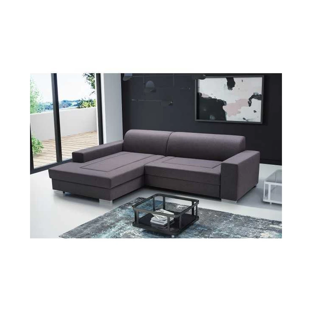 Kampinė sofė su miego funkcija, mediniu rėmu ir T30 putomis