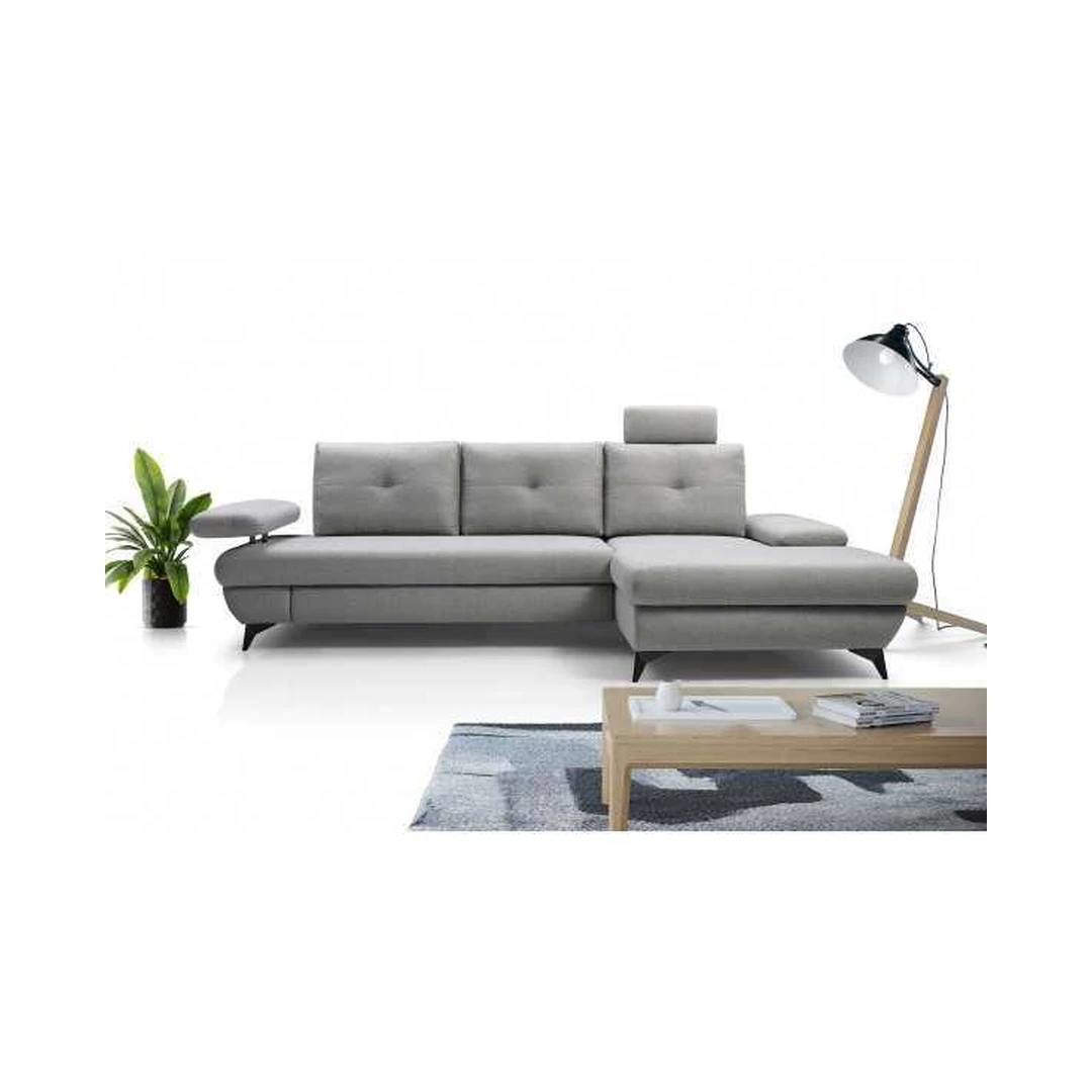 Minkštas kampas L su miegojimo funkcija ir patalynės dėže