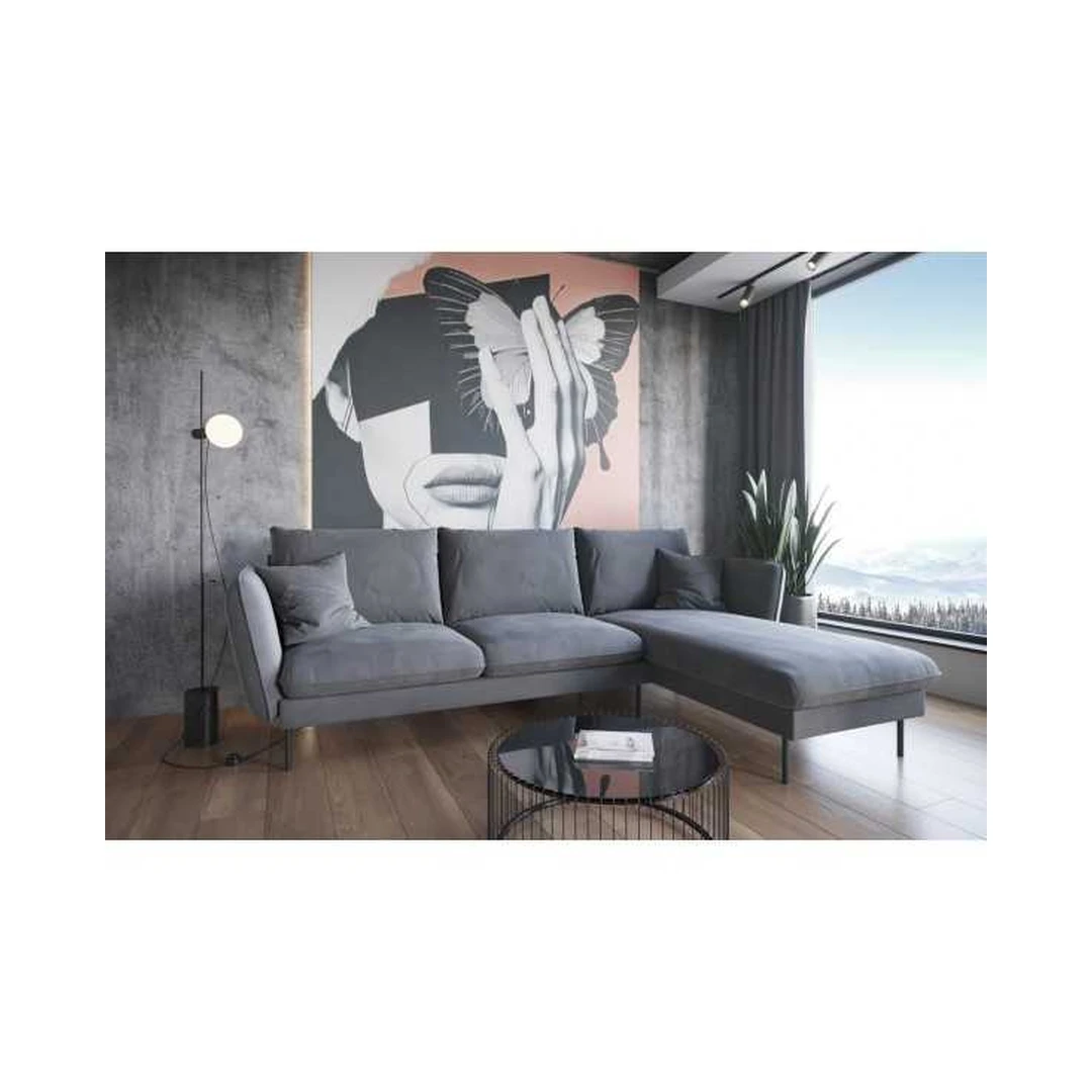 Kampinė sofė su mediniu rėmu ir minkštais atlošais