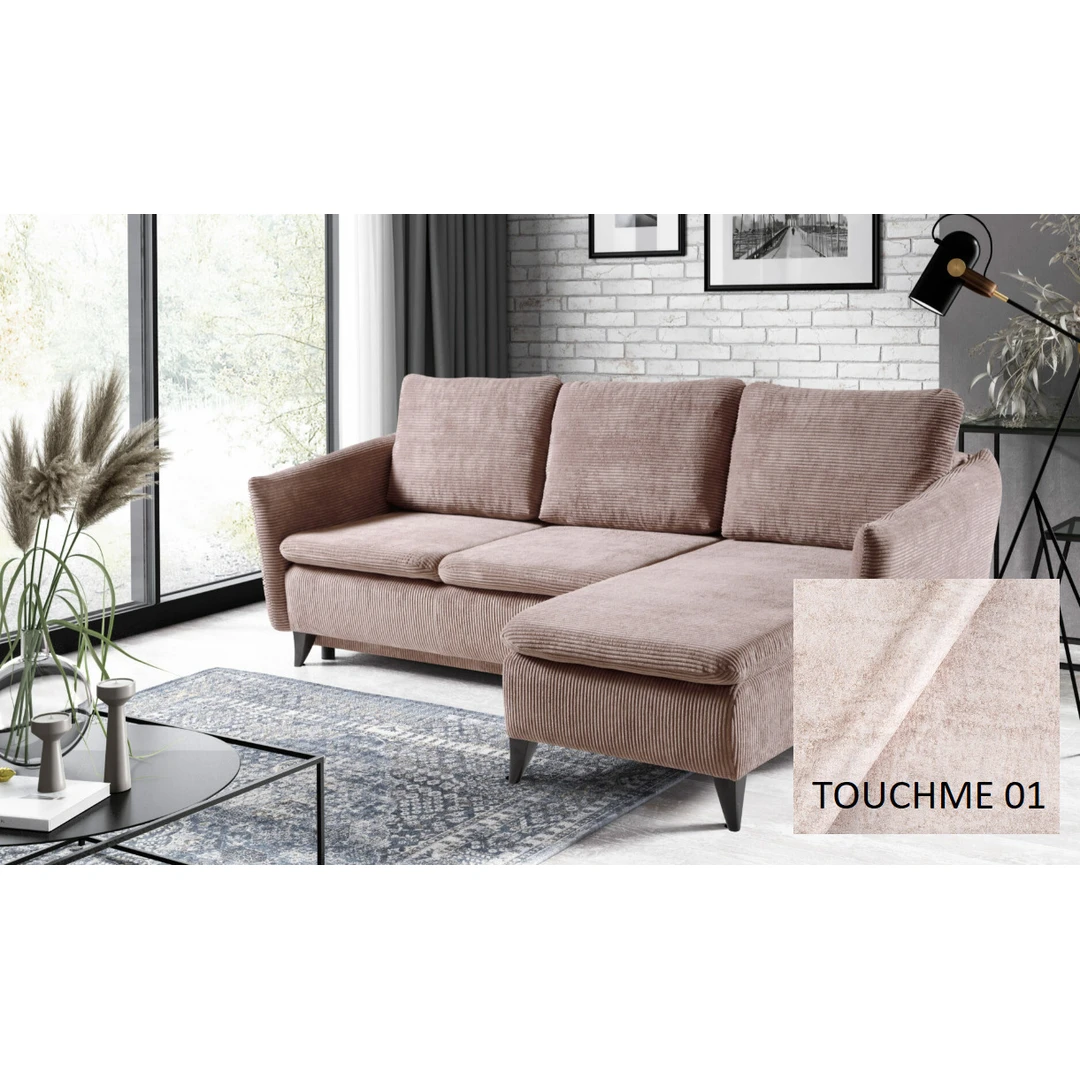 Minkštas kampas su miegojimo funkcija ir patalynės dėže