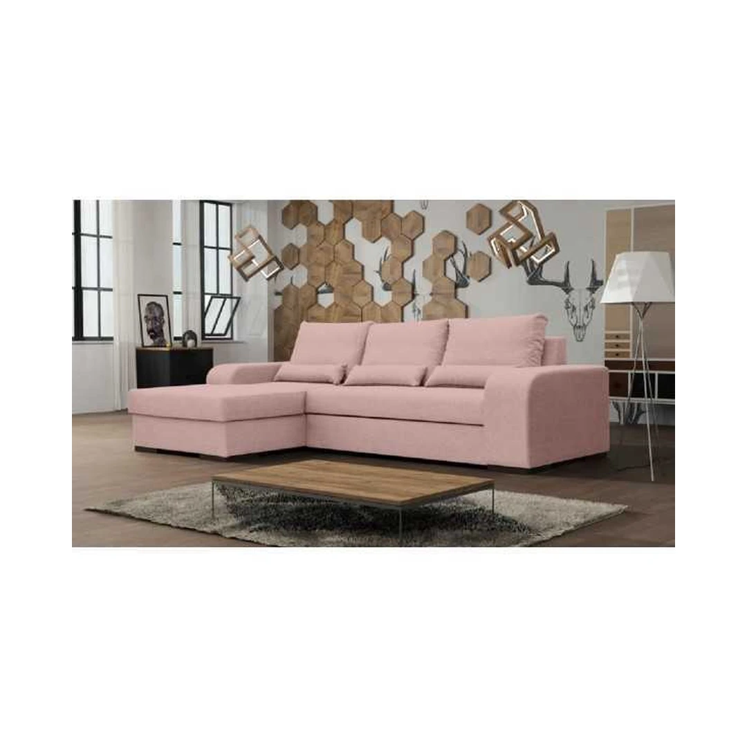 Kampinė sofos komplektas su miego funkcija ir patalynės konteineriu