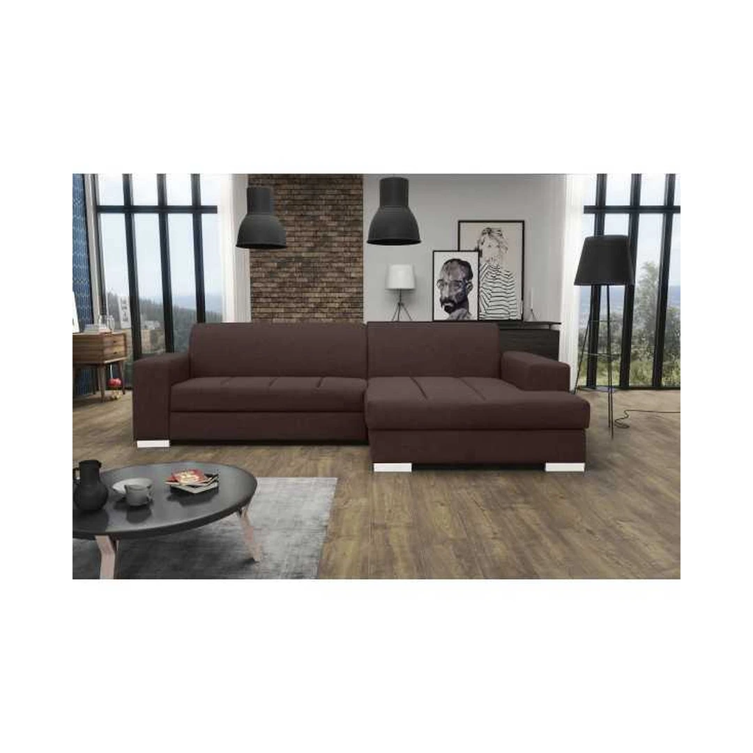 Kampinė sofos lova su miego funkcija ir patalynės konteineriu