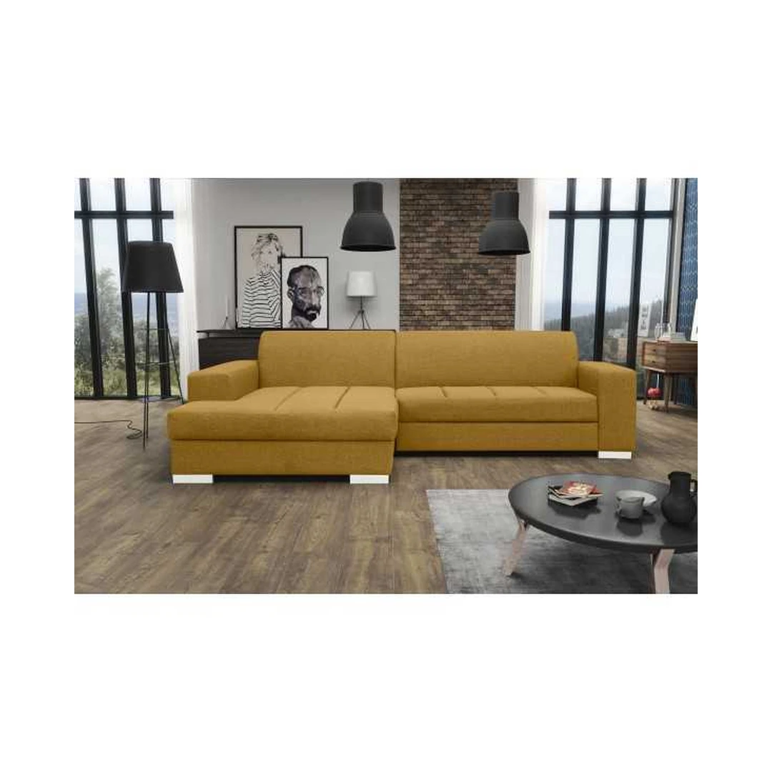 Kampinė sofos lova su miego funkcija ir mediniu rėmu