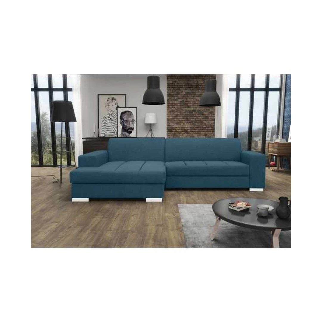 Kampinė sofos lova su miego funkcija ir patalynės konteineriu