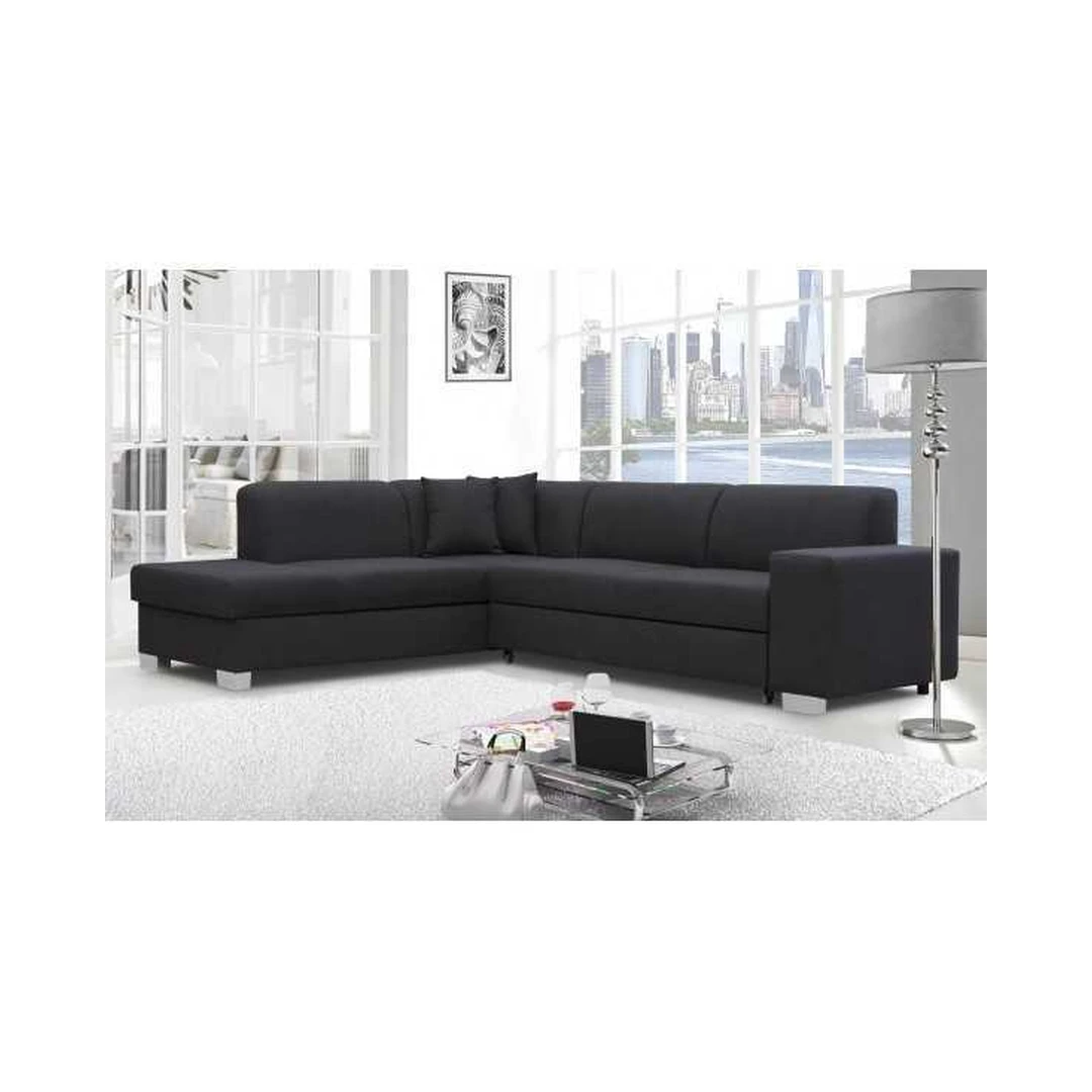 Kampinė sofė su miego funkcija ir patalynės konteineriu