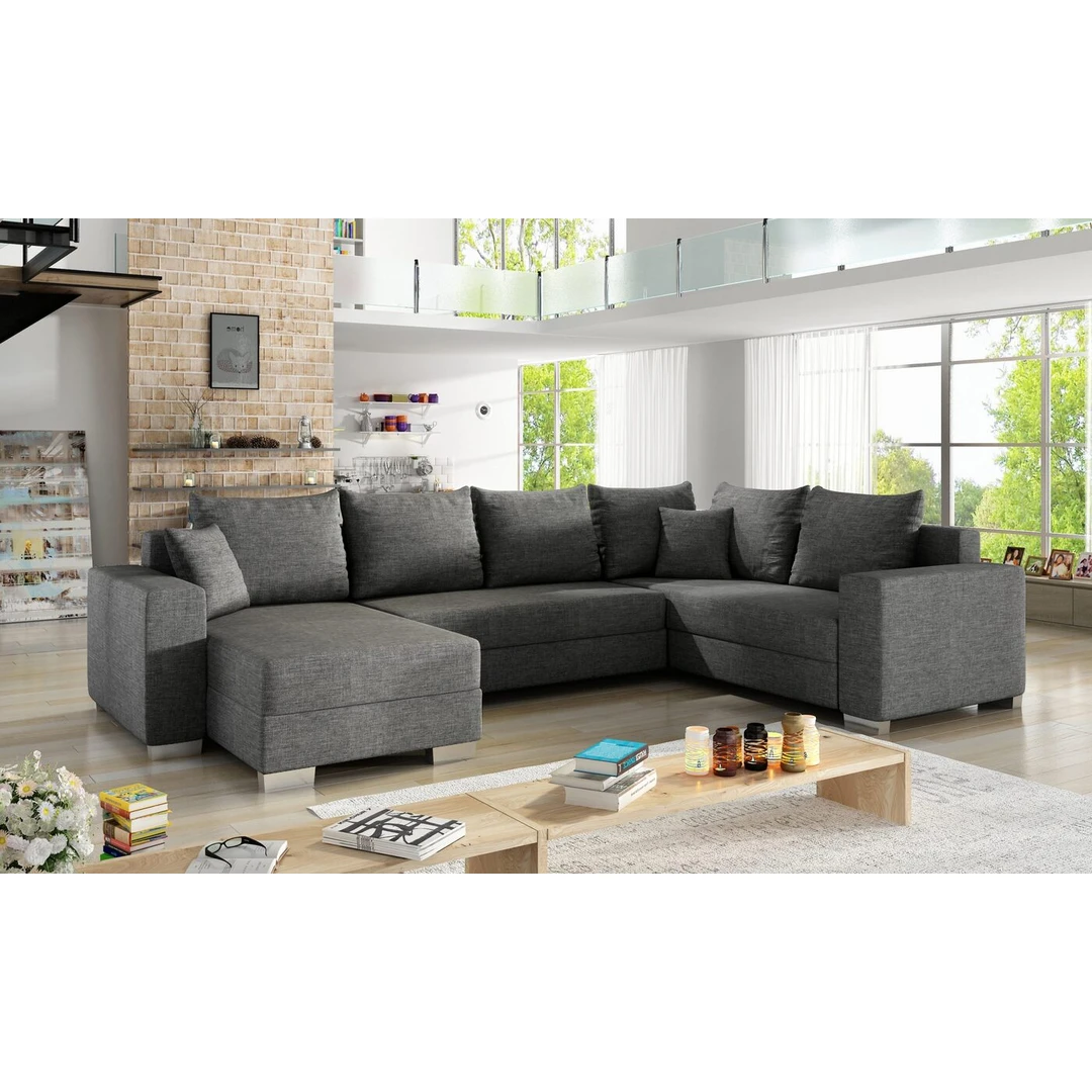 Klasikinis minkštas kampas su miegojimo funkcija ir patalynės dėže