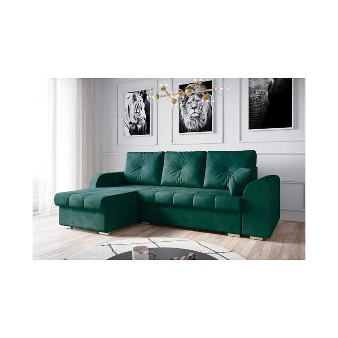 Kampinė sofa su miego funkcija ir velvet 2225 audiniu