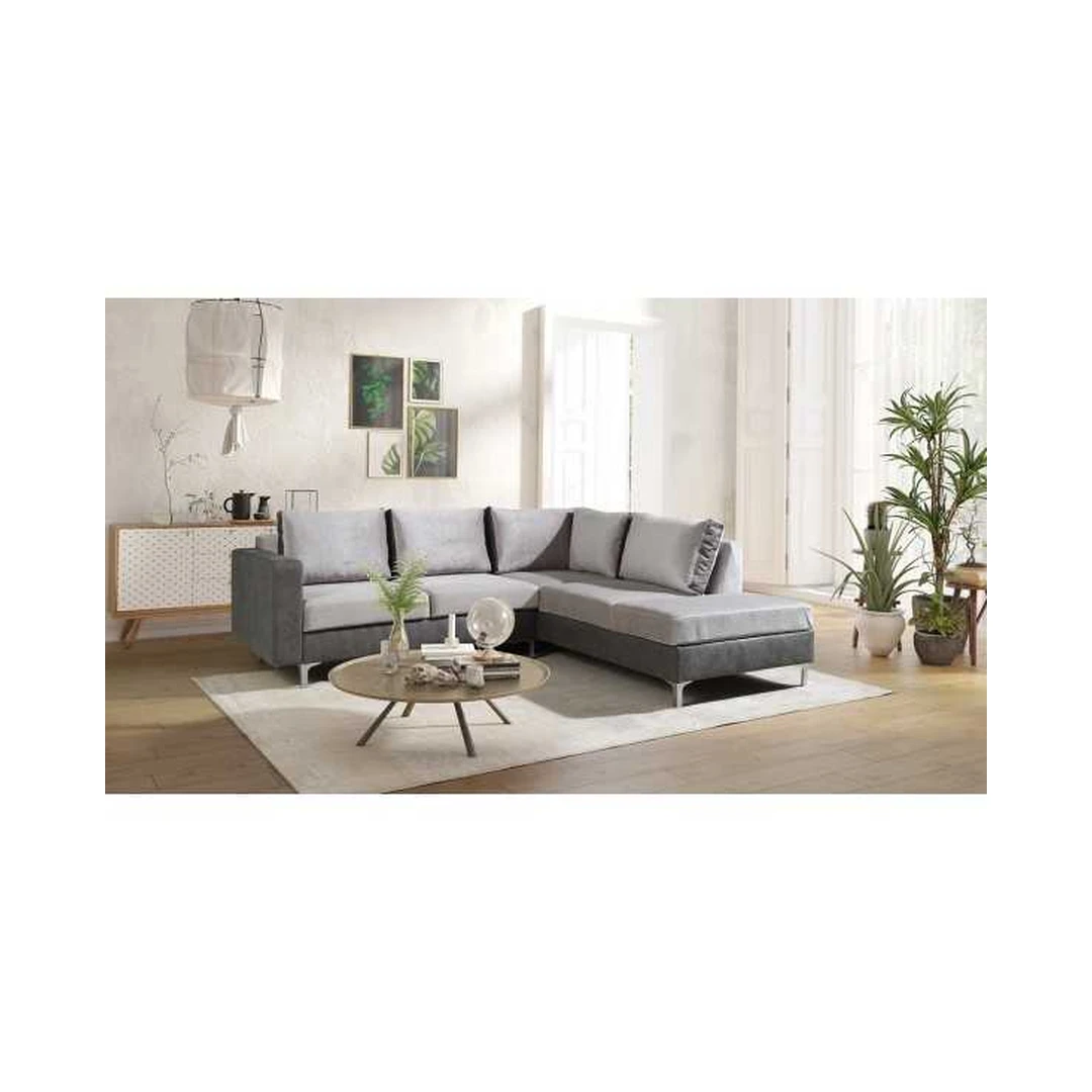 Kampinė sofa su minkštu Velvetto audiniu ir mediniu rėmu