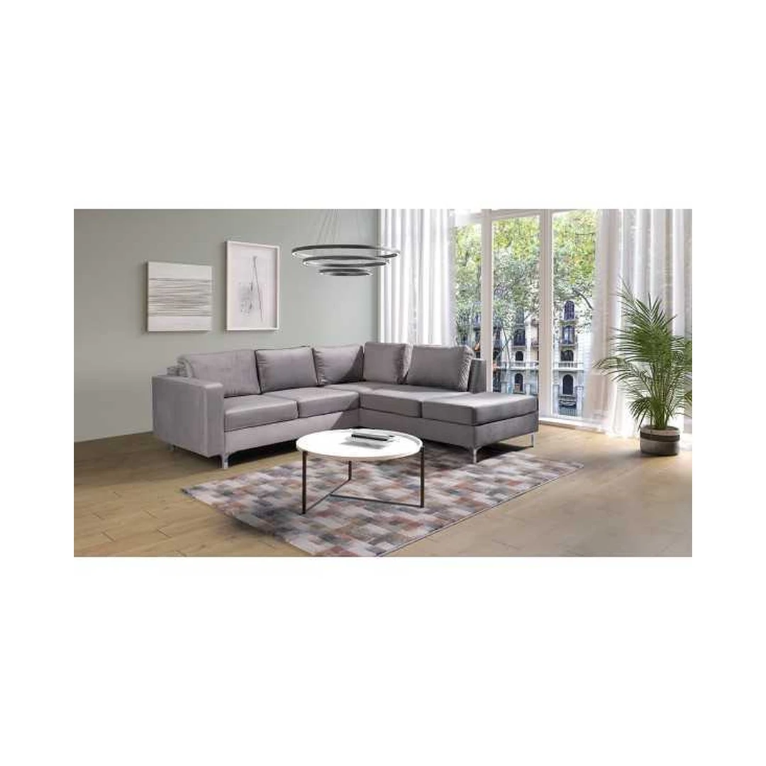 Kampinė sofė Tiffany 15 su mediniu rėmu ir patogiomis pagalvėlėmis