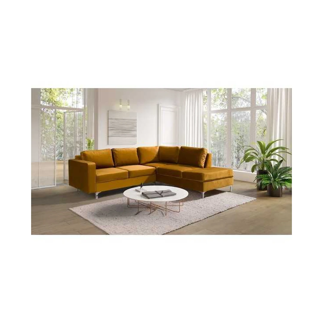 Kampinė sofa Tiffany 8 su mediniu rėmu ir patogiomis pagalvėlėmis