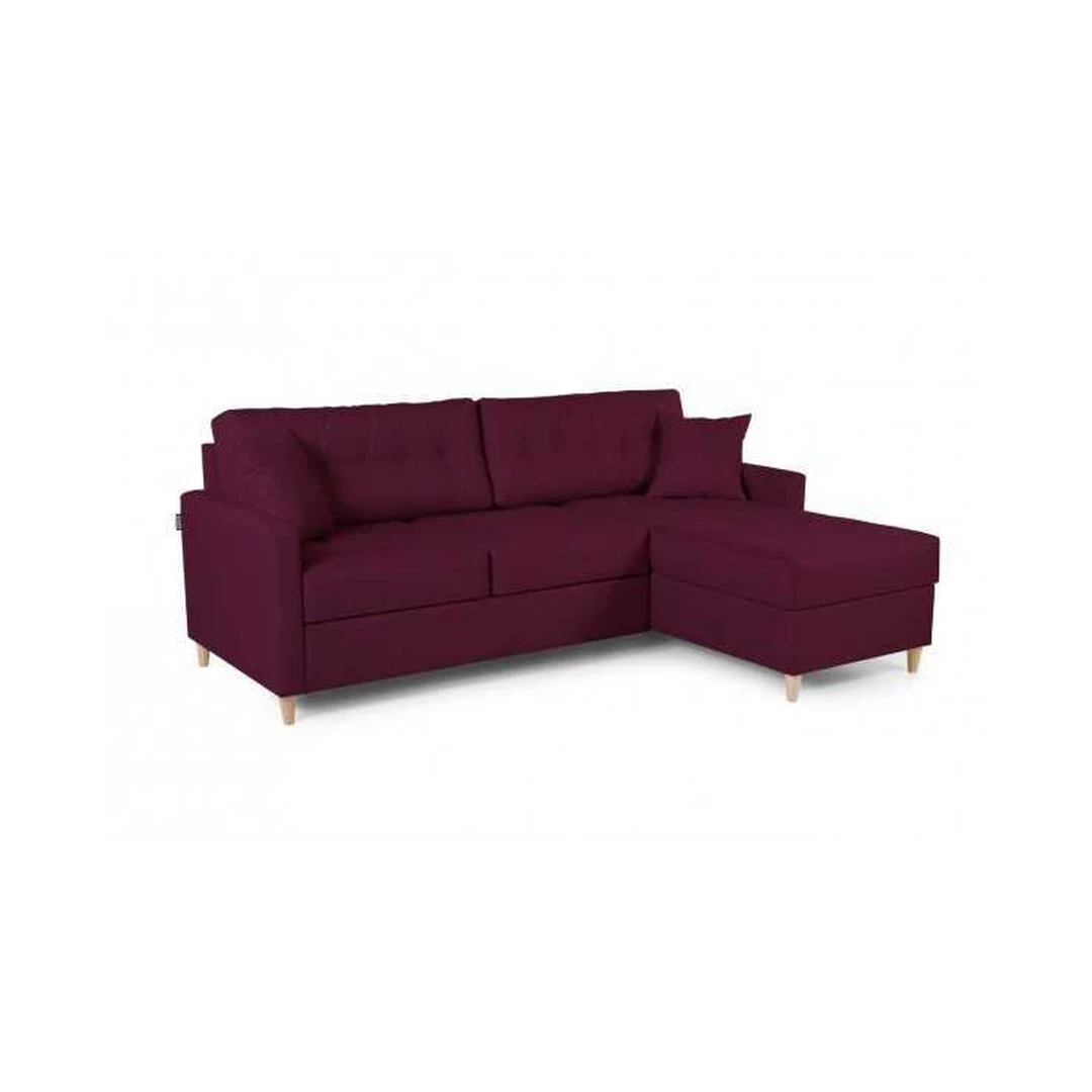 Ergonominė kampinė sofa su miego funkcija ir patalynės konteineriu