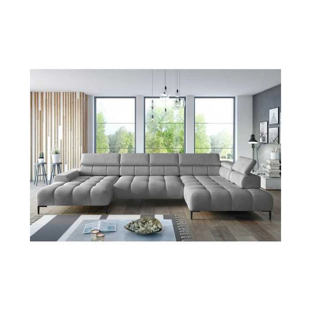 Ergonomiškas kampinis sofos komplektas su elektra išskleidžiama sėdynė