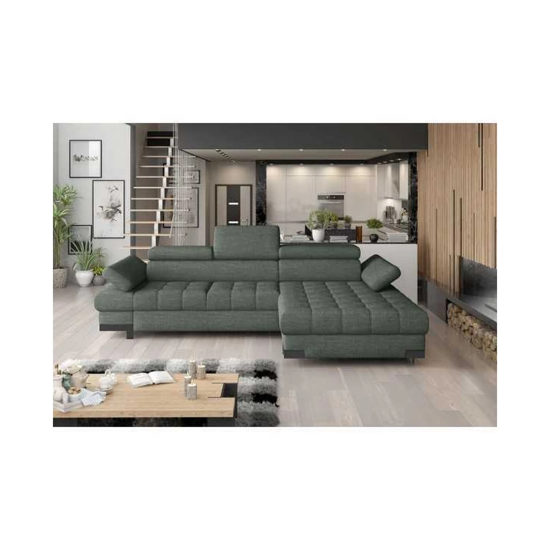 Kampinė sofos lova su miego funkcija ir patalynės dėže