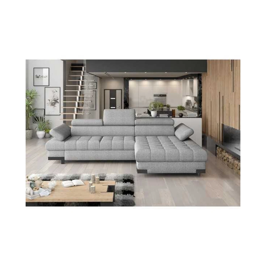 Kampinė sofos lova su miego funkcija ir patalynės dėže