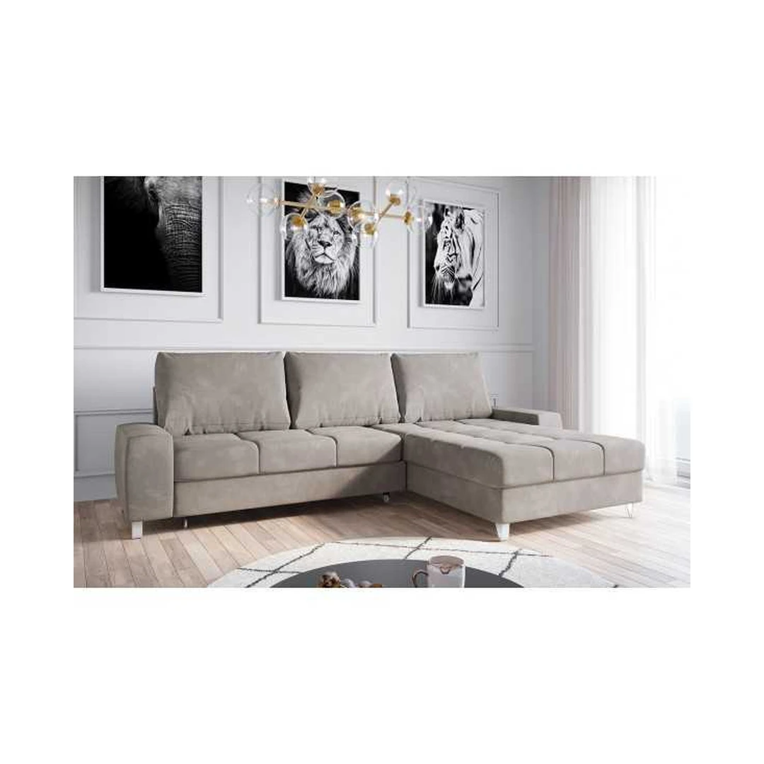 Kampinė sofė su miego funkcija ir pagalvėlių rinkiniu